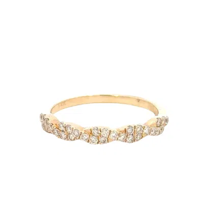 Aamiaa 0.35 Carat Natural Diamond Cluster Twist Band Ring - Size 6.5 In 14k Yellow Gold