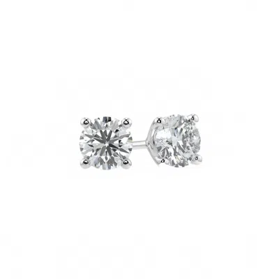 Aamiaa 0.40 Carat Natural Diamond Round Brilliant Stud Earrings In 14k White Gold In Silver