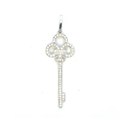 Aamiaa 0.45 Carat Natural Diamond Clover Key Pendant In 14k White Gold In Neutral