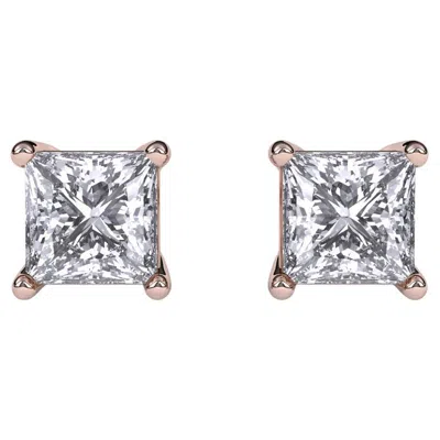 Pre-owned Aamiaa 0.50 Ct Gh-i1 Clarity Natural Diamond Princess Cut Stud Earrings, 14k Gold. In Multi