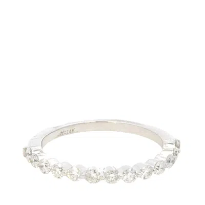 Aamiaa 0.51 Carat Natural Diamond Bar & Prong Set Band Ring - Size 6.5 In 14k White Gold In Silver