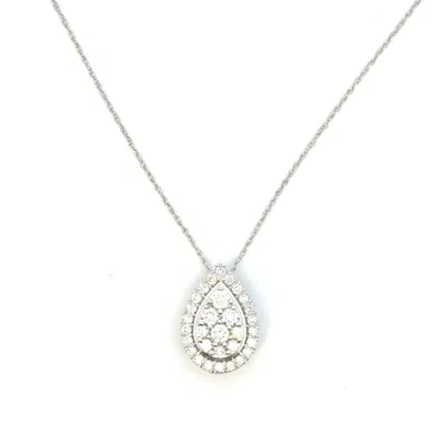 Aamiaa 0.53 Carat Natural Diamond Pear Halo Cluster Pendant In 14k White Gold In Neutral
