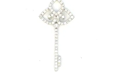 Aamiaa 0.54 Carat Natural Diamond Key Pendant In 14k White Gold In Metallic