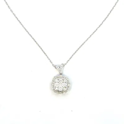 Aamiaa 0.61 Carat Natural Diamond Cushion Halo Cluster Pendant In 14k White Gold