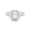 Aamiaa 0.66 Carat Natural Diamond Emerald Cut Double Halo Engagement Ring In 14k White Gold