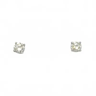 Aamiaa 0.75 Carat Natural Diamond Round Brilliant Stud Earrings In 14k White Gold In Silver