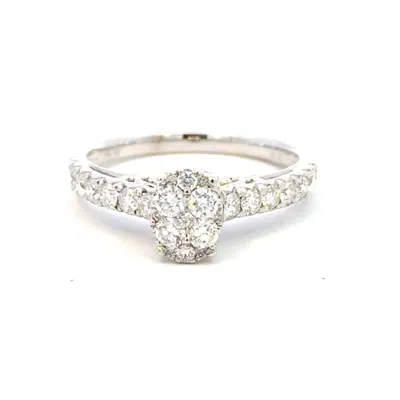 Aamiaa 0.82 Carat Natural Diamond Cluster Engagement Ring In 14k White Gold