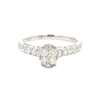 Aamiaa 0.82 Carat Natural Diamond Cluster Engagement Ring - Size 6.5 In 14k White Gold In Silver