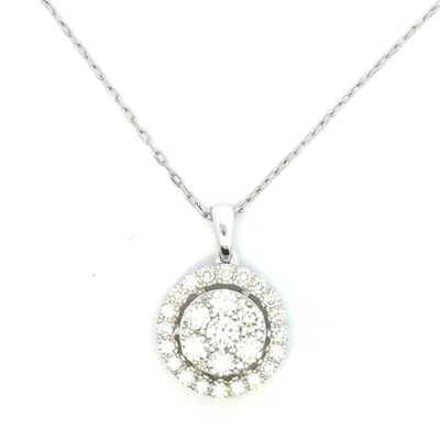 Aamiaa 1.00 Carat Natural Diamond Round Brilliant Halo Pendant In 14k White Gold In Metallic