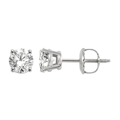 Aamiaa 1.00 Carat Natural Diamond Round Brilliant Stud Earrings In 14k White Gold In Silver