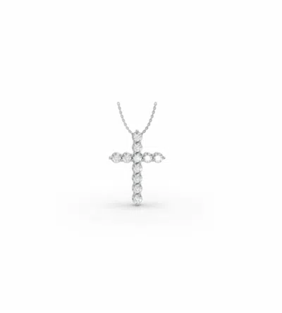 Aamiaa 1.00ctw 925ss Lab Grown Diamond Cross Pendant With Chain In Silver In Metallic