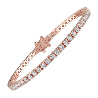 Pre-owned Aamiaa 12 Carats Natural Diamond 14k Rose Gold Tennis Bracelet In Red