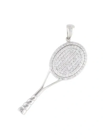Pre-owned Aamiaa 14k 1.01ct Lab-grown Diamond Tennis Racket Pendant, 1.75" In Multi