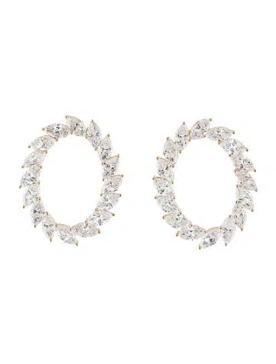 Pre-owned Aamiaa 14k 12.87ctw Lab-grown Diamond Oval Drop Earrings In Multi