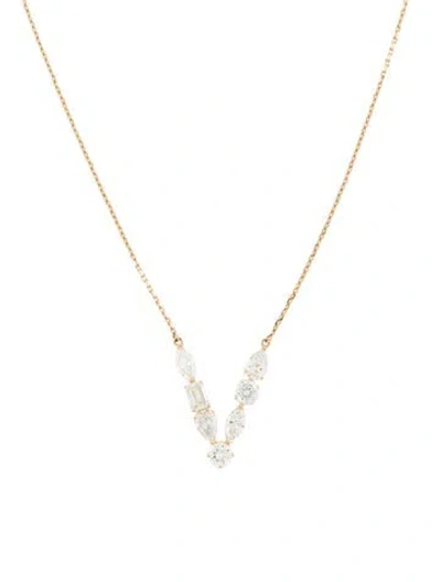 Pre-owned Aamiaa 14k 2.06ctw Lab-grown Diamond 'v' Pendant Necklace, 18" In Multi
