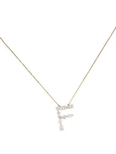 Pre-owned Aamiaa 14k 2.13ctw Lab-grown Diamond 'f' Pendant Necklace, 18" In Multi