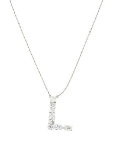 Pre-owned Aamiaa 14k 2.18ctw Lab-grown Diamond 'l' Pendant Necklace, 18" In Multi