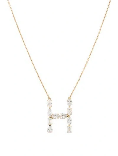 Pre-owned Aamiaa 14k 2.20ctw Lab-grown Diamond 'h' Pendant Necklace, 18" In Multi