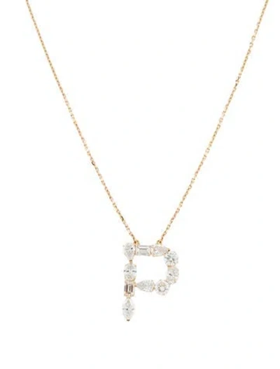 Pre-owned Aamiaa 14k 2.38ctw Lab-grown Diamond 'p' Pendant Necklace, 18" In Multi
