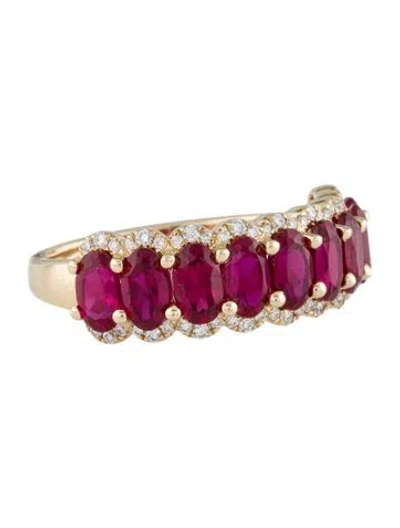 Pre-owned Aamiaa 14k 3.04ctw Synthetic Ruby & Lab-grown Diamond Band In Multi