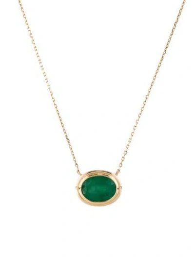 Pre-owned Aamiaa 14k 3.48ct Emerald Pendant Necklace, 18" In Multi