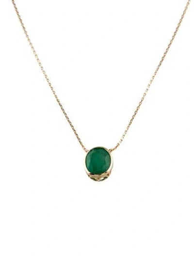 Pre-owned Aamiaa 14k 4.22ct Emerald Pendant Necklace, 18" In Multi