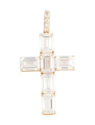Pre-owned Aamiaa 14k 5.01ctw Lab-grown Diamond Cross Pendant, 1.25" In Multi