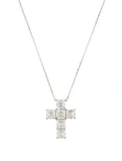 Pre-owned Aamiaa 14k 5.92ctw Lab-grown Diamond Cross Pendant Necklace, 18" In Multi