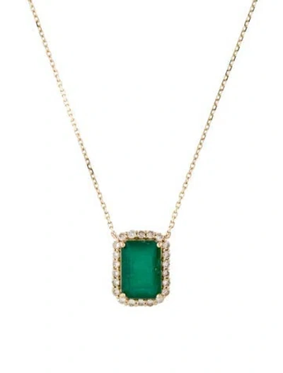 Pre-owned Aamiaa 14k Diamond & Emerald Pendant Necklace, 18" In Multi