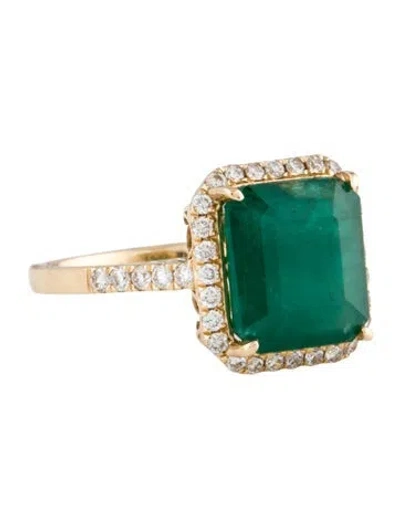 Pre-owned Aamiaa 14k Emerald & Diamond Cocktail Ring In Multi