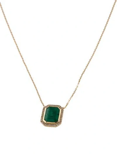 Pre-owned Aamiaa 14k Emerald & Diamond Pendant Necklace, 18" In Multi