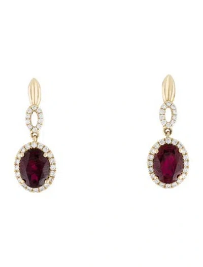 Pre-owned Aamiaa 14k Lab-grown Diamond & Synthetic Ruby Drop Earrings In Multi