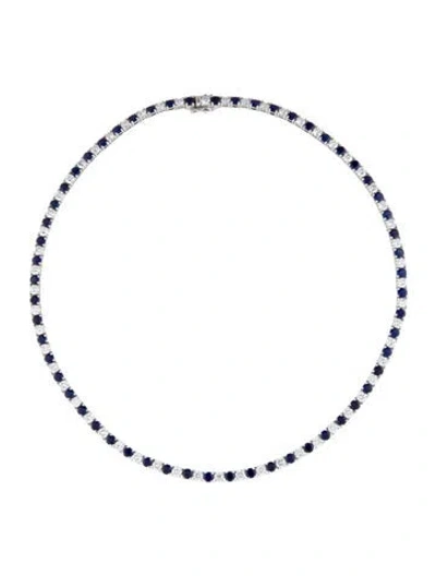 Pre-owned Aamiaa 14k Lab-grown Diamond & Synthetic Sapphire Tennis Necklace, 16.75" In Multi