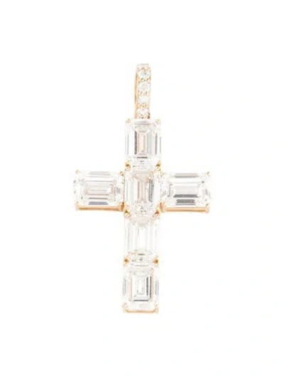 Pre-owned Aamiaa 14k Lab-grown Diamond Cross Pendant In Multi