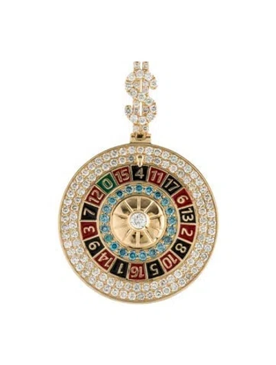 Pre-owned Aamiaa 14k Lab-grown Diamond Roulette Pendant, 1.5" In Multi