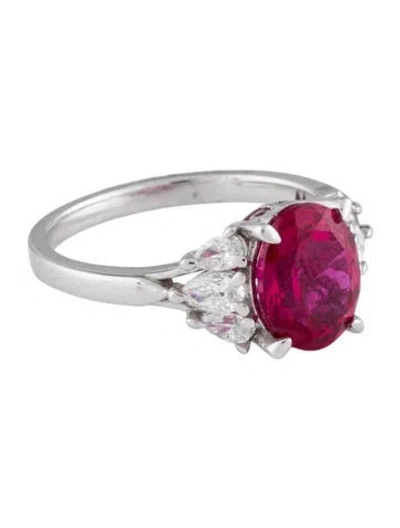 Pre-owned Aamiaa 14k Synthetic Ruby & Lab-grown Diamond Cocktail Band In Multi