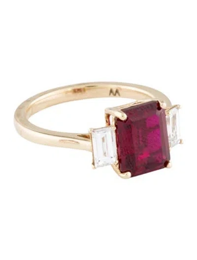 Pre-owned Aamiaa 14k Synthetic Ruby & Lab-grown Diamond Cocktail Ring In Multi