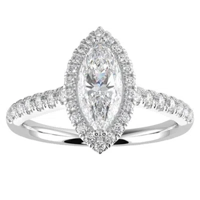 Pre-owned Aamiaa 1ct Marquise Cut Gh-i1 Natural Diamond Halo Engagement Ring 14k White Gold