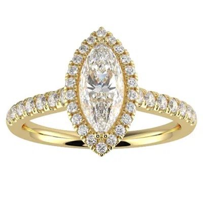 Pre-owned Aamiaa 1ct Marquise Cut Gh-i1 Natural Diamond Halo Engagement Ring 14k Yellow Gold