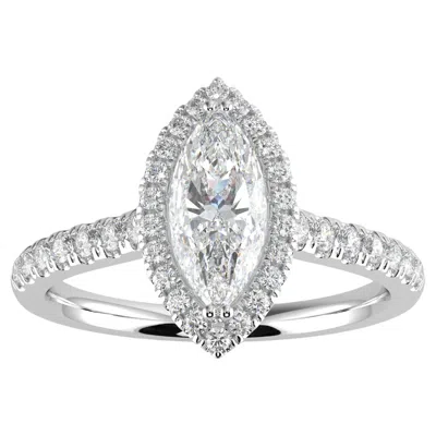 Pre-owned Aamiaa 1ct Natural Diamond G-h Color I1 Clarity Perfect Design Marquise Shape Halo Ring In Multi