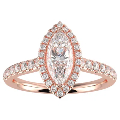 Pre-owned Aamiaa 1ct Natural Diamond G-h Color I1 Clarity Perfect Design Marquise Shape Halo Ring In Multi