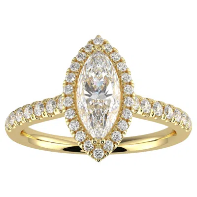 Pre-owned Aamiaa 1ct Natural Diamond G-h Color I1 Clarity Perfect Design Marquise Shape Halo Ring In Multi