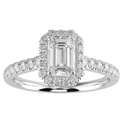 Pre-owned Aamiaa 1ct Natural Diamond G-h Color Si Clarity Perfect Design Emerald Shape Halo Ring In Green