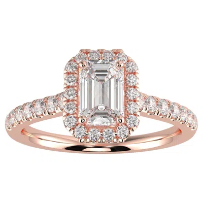 Pre-owned Aamiaa 1ct Natural Diamond G-h Color Si Clarity Perfect Design Emerald Shape Halo Ring In Green