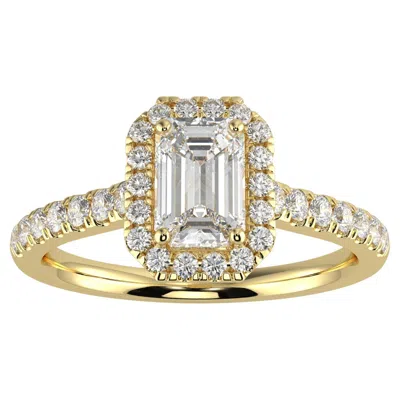 Pre-owned Aamiaa 1ct Natural Diamond G-h Color Si Clarity Perfect Design Emerald Shape Halo Ring In Green