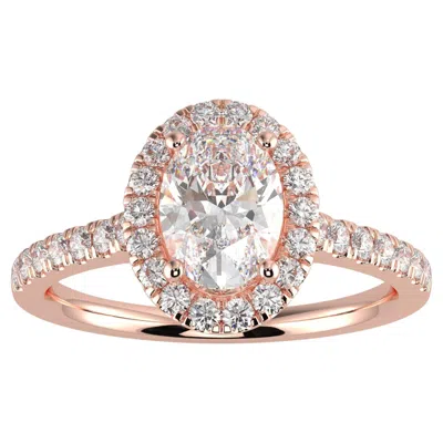Pre-owned Aamiaa 1ct Natural Diamond G-h Color Si Clarity Perfect Design Oval Shape Halo Ring In Multi