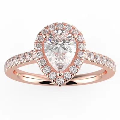 Pre-owned Aamiaa 1ct Natural Diamond G-h Color Si Clarity Perfect Design Pear Shape Halo Ring In Multi