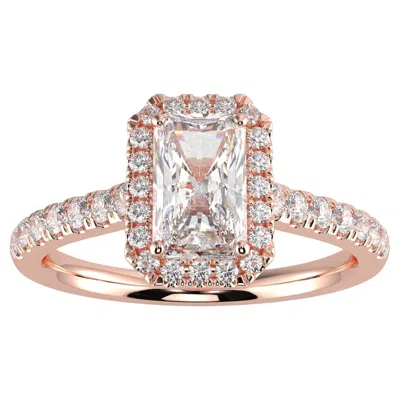 Pre-owned Aamiaa 1ct Natural Diamond G-h Color Si Clarity Perfect Design Radiant Shape Halo Ring In Multi