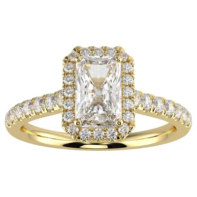 Pre-owned Aamiaa 1ct Natural Diamond G-h Color Si Clarity Perfect Design Radiant Shape Halo Ring In Multi