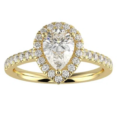 Pre-owned Aamiaa 1ct Pear Cut Gh-i1 Natural Diamond Halo Engagement Ring 14k Yellow Gold